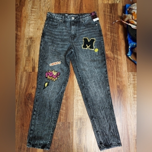 No Boundaries NWT 7 JR black jeans patches - Picture 9 of 12